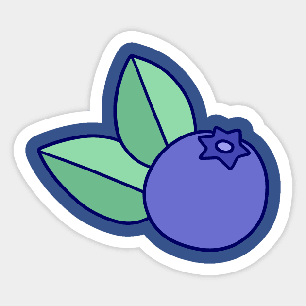 Blueberry with Two Leaves Sticker by saradaboru